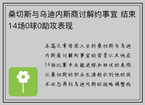 桑切斯与乌迪内斯商讨解约事宜 结束14场0球0助攻表现